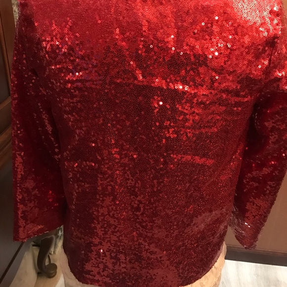 Red sequined lined jacket - Picture 6 of 10